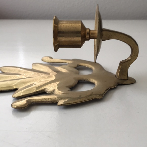 Two Matching Vintage Gold Tone Candle Wall Sconces - Picture 10 of 14